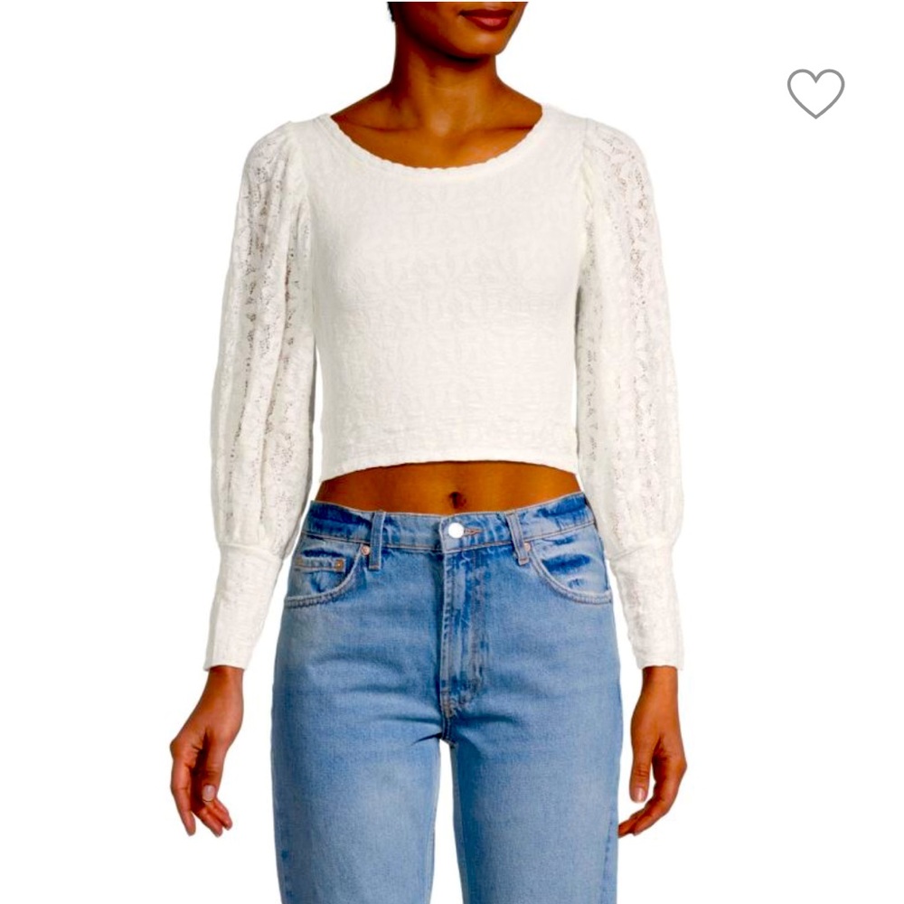 Free People Jasmine Floral Lace White Boho Puff Sleeve, Open Back,size Medium
